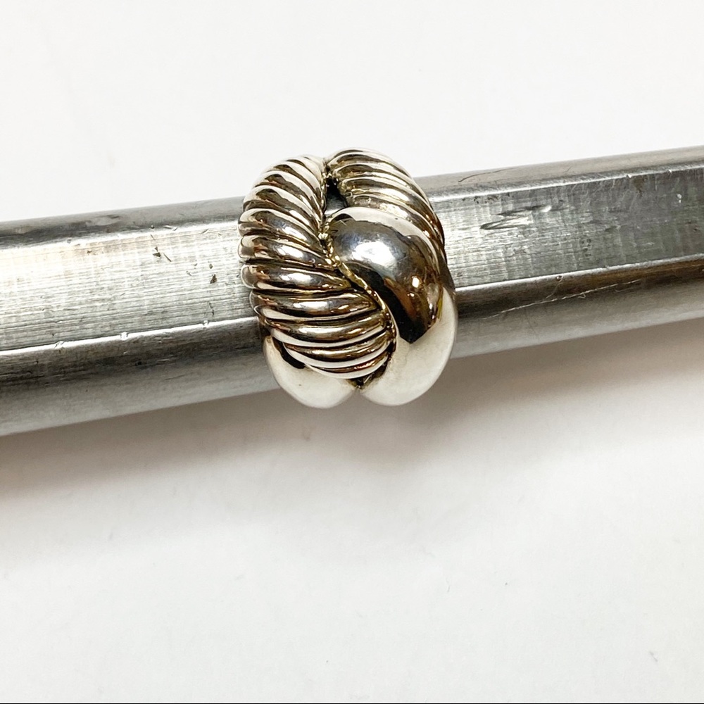 Silver Cable Interlocking Ring Sz 8 - image 4